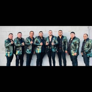 Musician band dressed up in sparking jackets