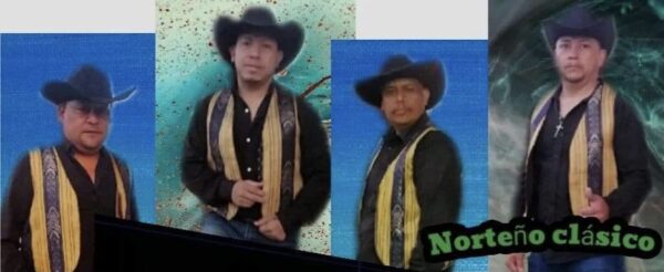 All musicians dressed in black and yellow combo with cow boy hats posing