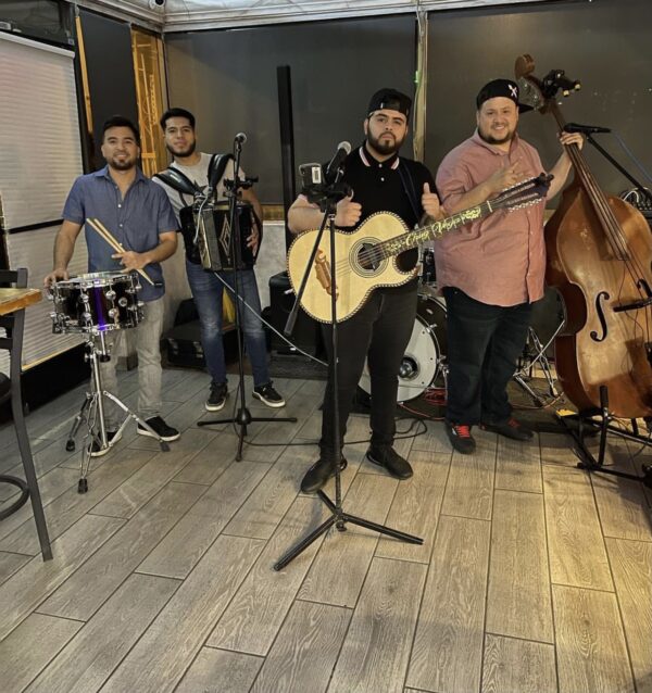 Musicians playing guitar, snare drum, violin and accordion